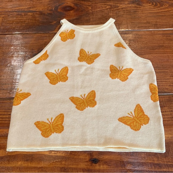 dee elly Butterfly Print Knit Halter Top - Picture 1 of 11